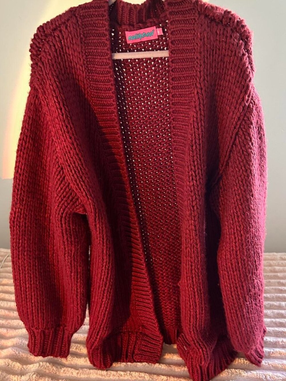 Edikted Women's Burgundy and Red Cardigan